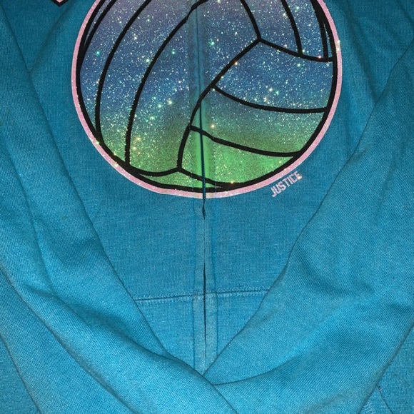 Blue glow in the dark Justice volleyball zip up sweater - Picture 2 of 3